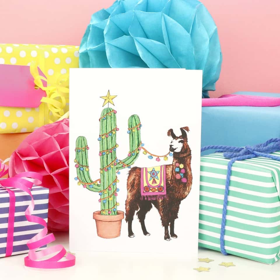 Llama Christmas Card | Festive Fiesta | Funny Xmas Card image