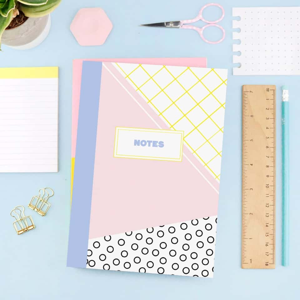 Memphis Blank Page Notebook | Geometric Journal | Stationery image