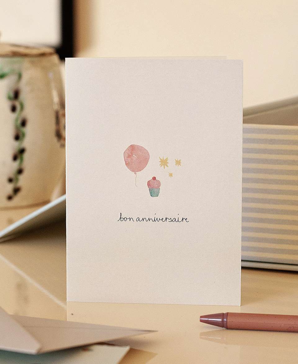 Greeting Card – Bon Anniversaire – Rose Balloon image