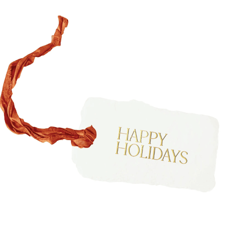 gold happy holidays gift tags image