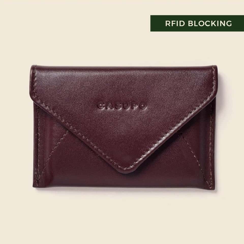Mini Envelope Wallet With Rfid Protection - Burgundy image
