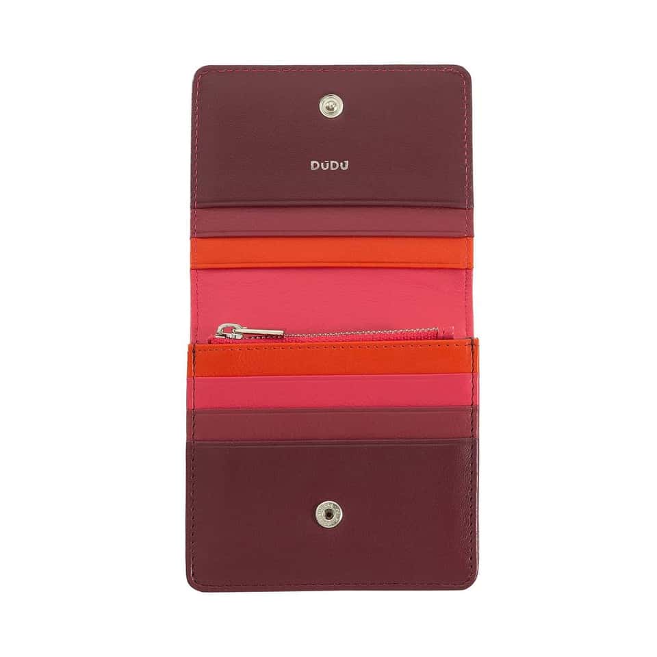 Dudu Women'S Small Leather Wallet With Snap Raspberry image