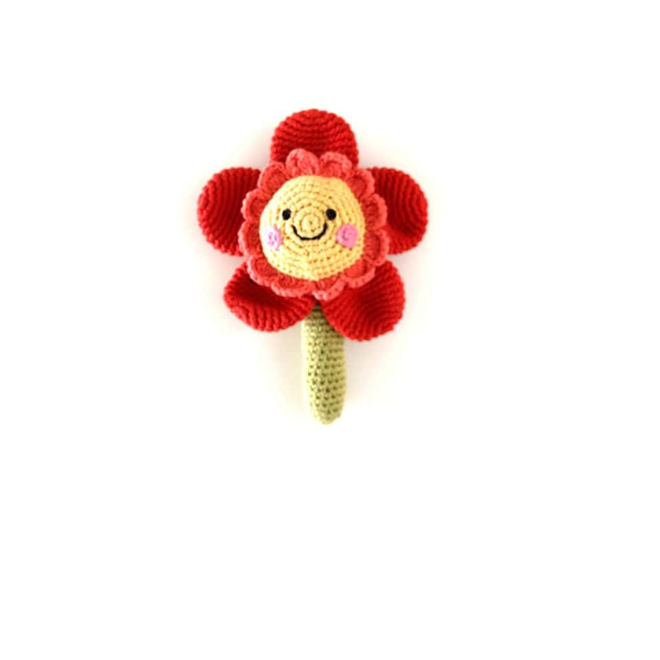 Friendly Flower Rattle With Stem Red image