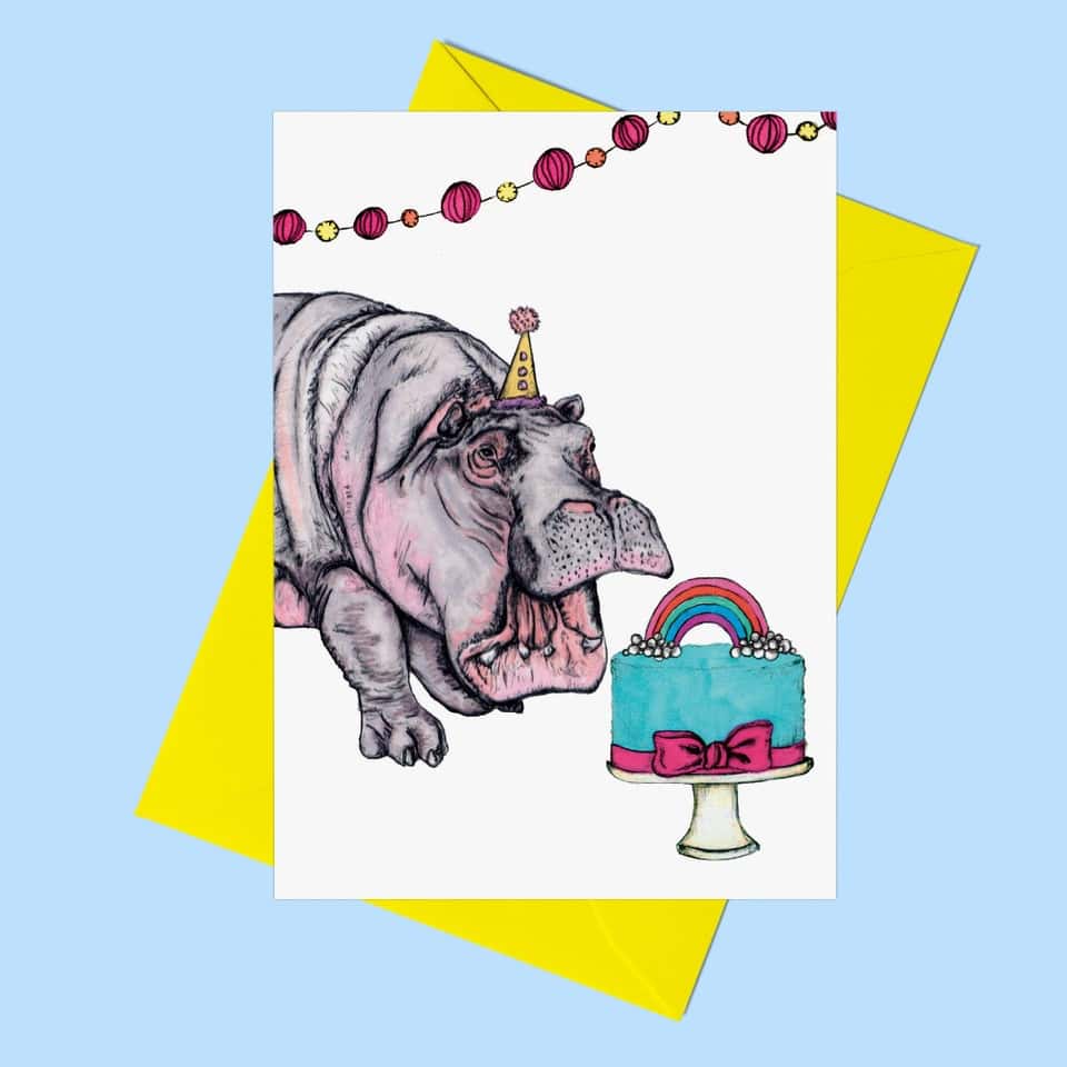 Party Hippo Greeting Card image