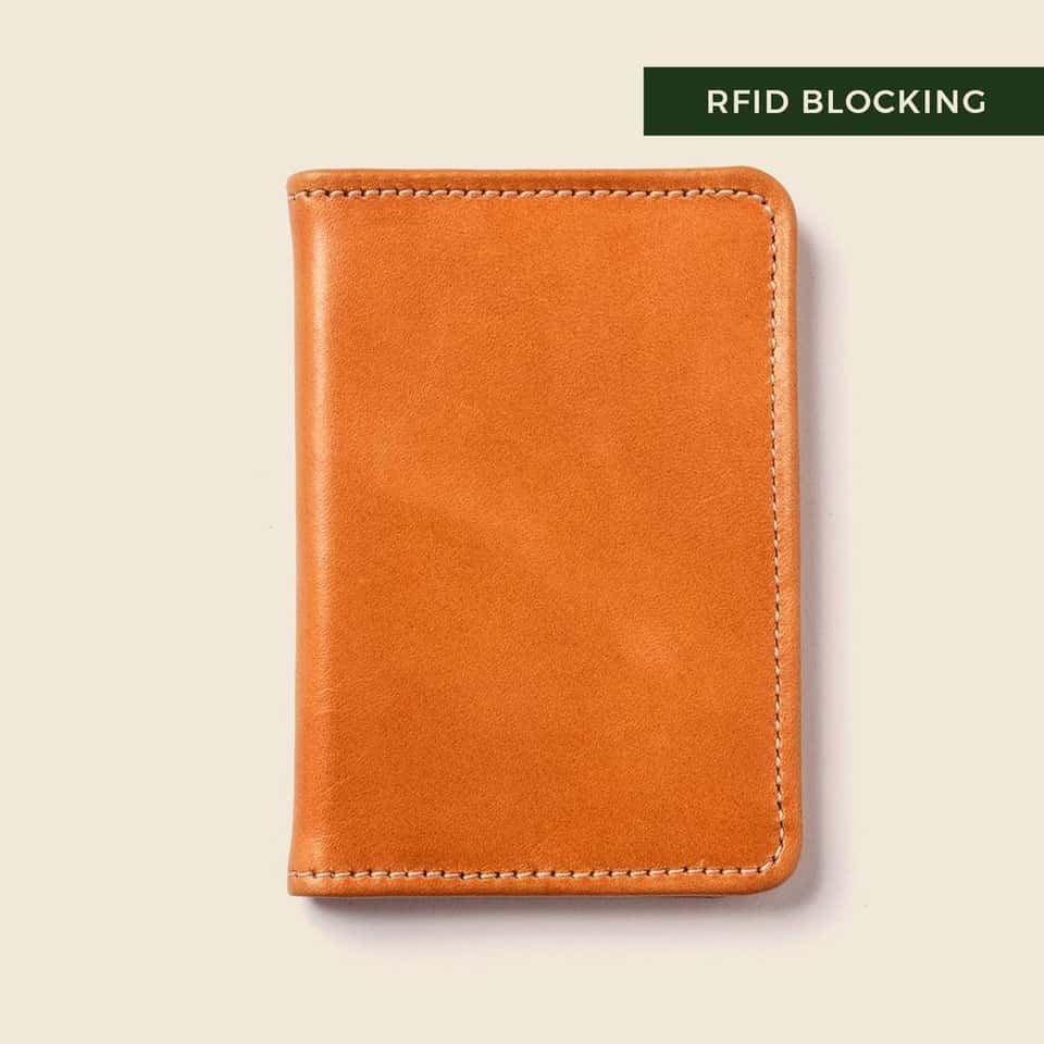 Compact Leather Bifold Wallet- Rfid Protection - Honey image