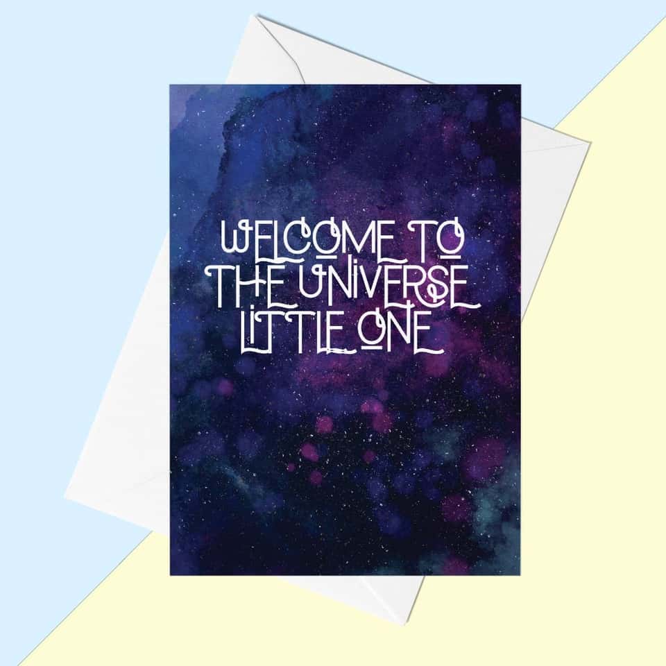 Welcome To The Universe Card | Gender Neutral New Baby card image