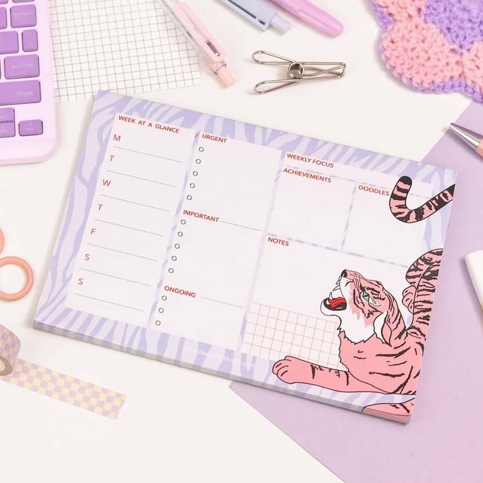Tiger Weekly Desk Pad Planner | Weekly Planner | Stationery image