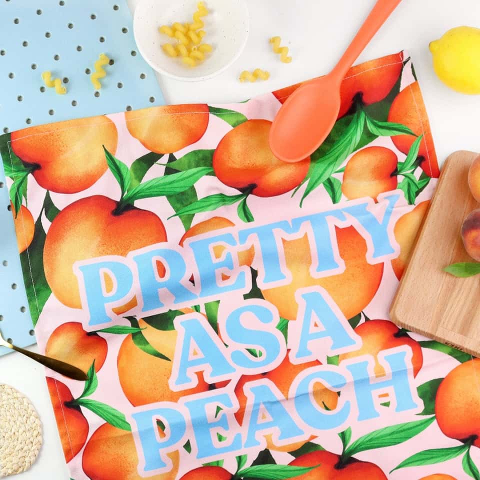Pretty As A Peach Tea Towel | 100% Cotton Dish Towel image