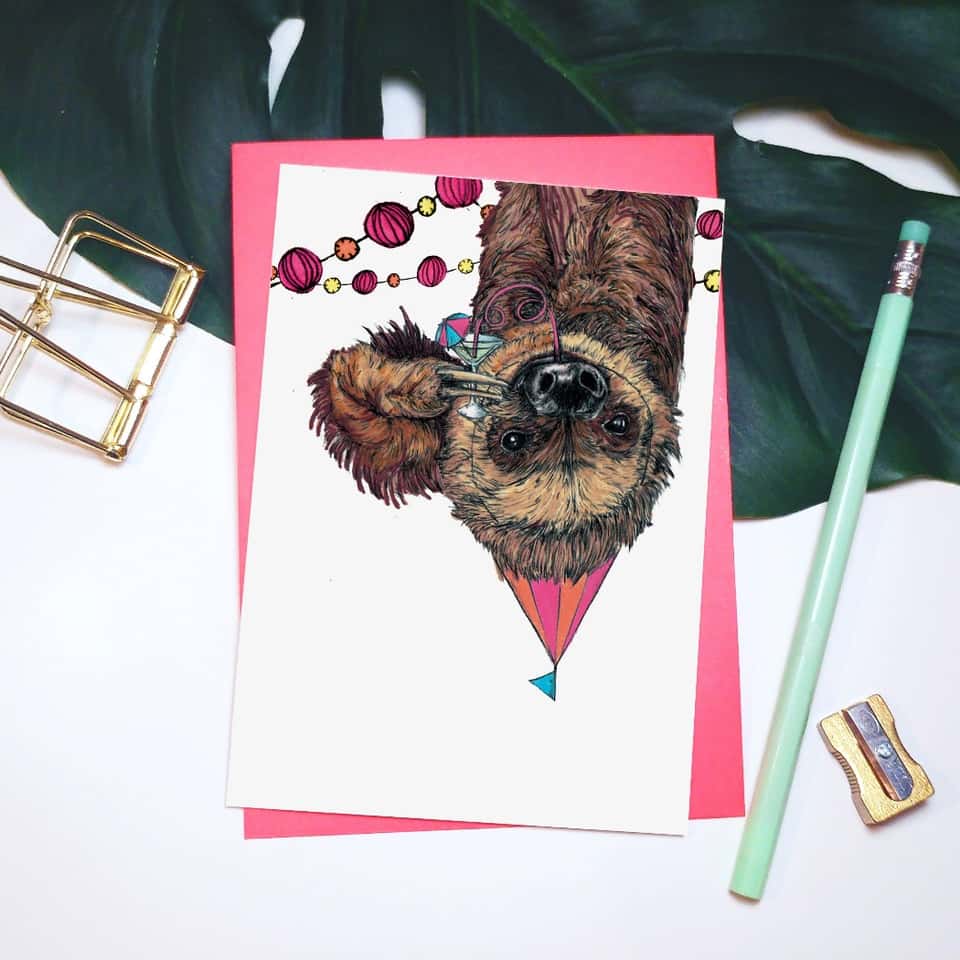 Party Sloth Greeting Card | Birthday Card | Congratulations image