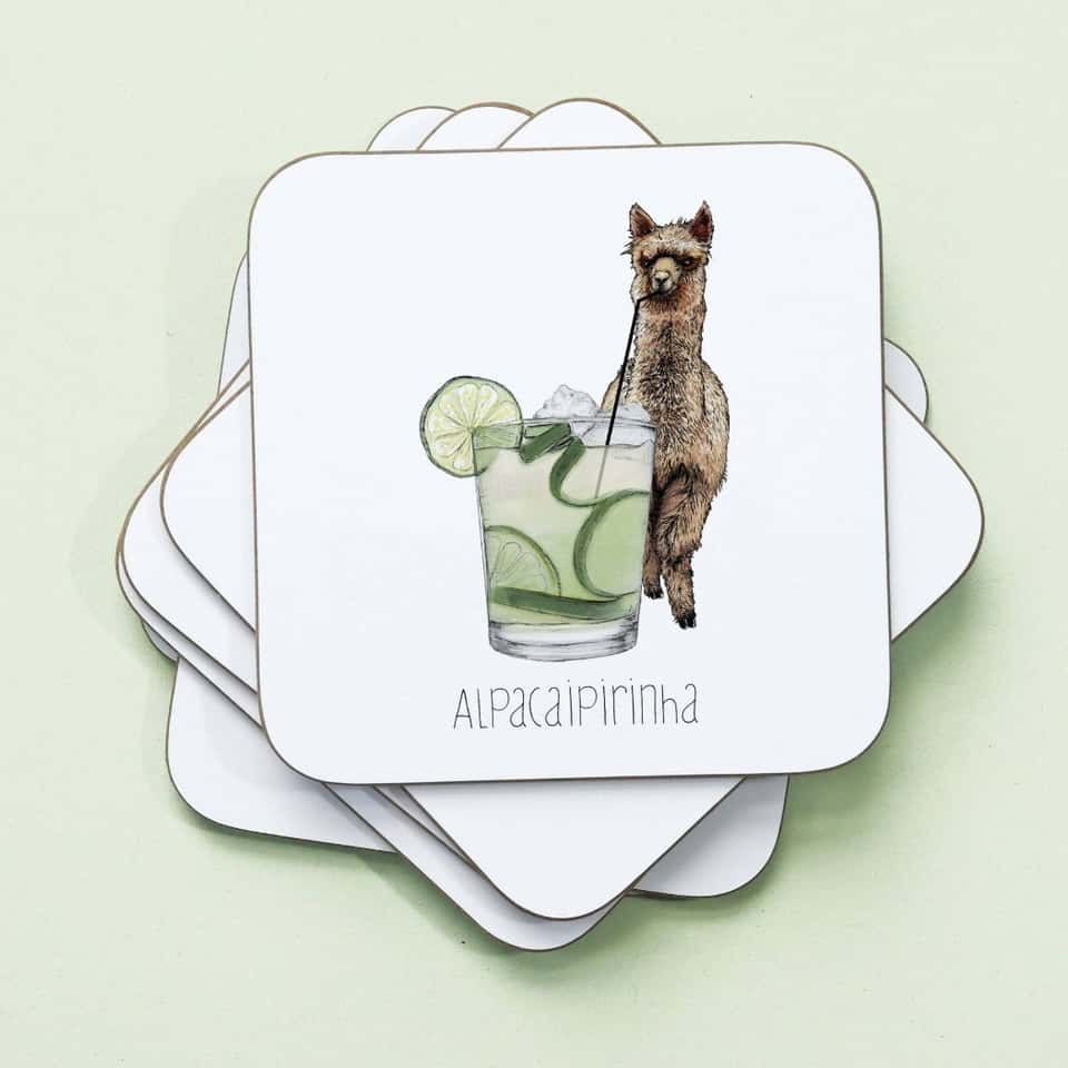 Alpacaipirinha Drinks Coaster | Cork Coaster | Funny Coaster image
