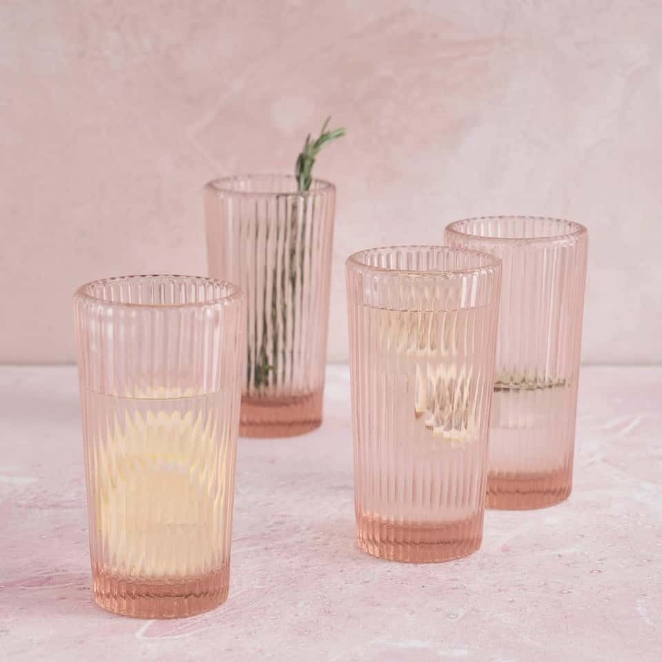 Pressed Pink Tall Glasses - Set Of 4 image