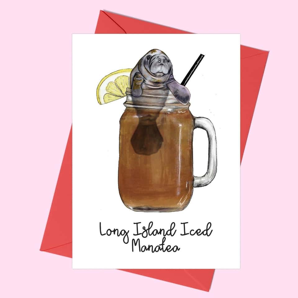 Long Island Iced Manatea Cocktail Greeting Card image