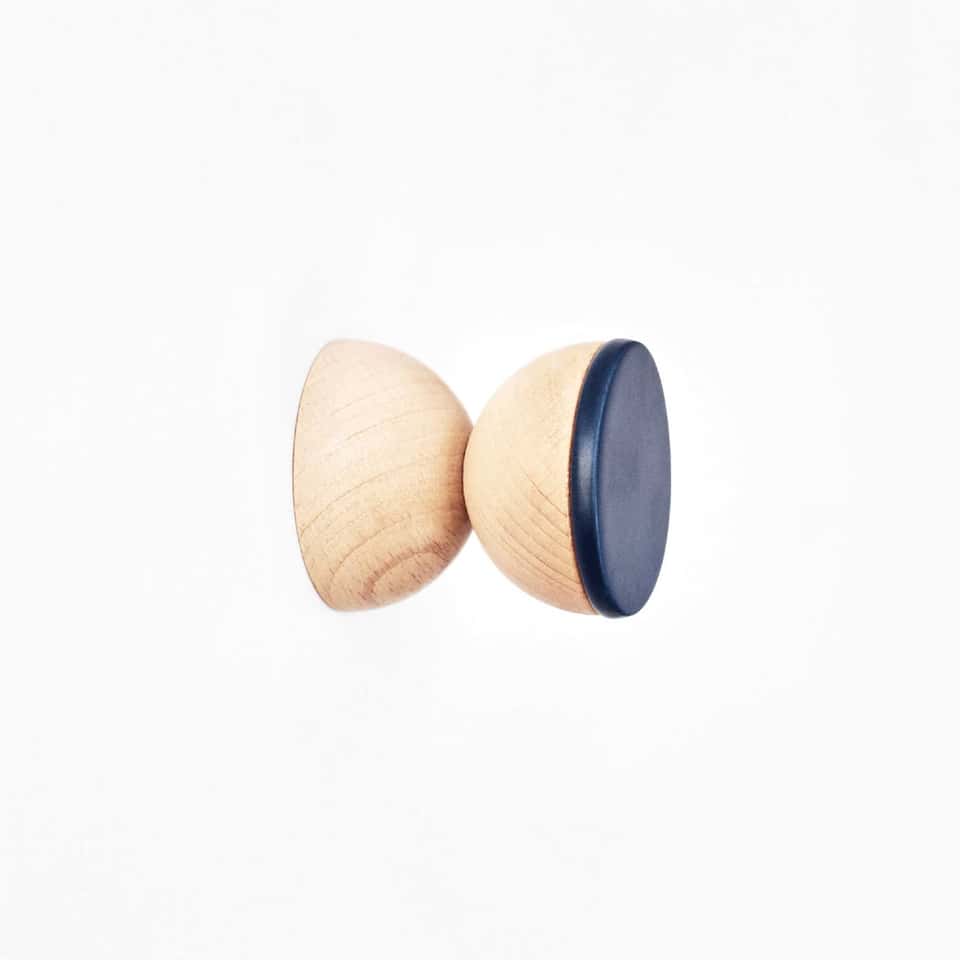 Geometric Wood & Ceramic Hook / Knob - Dark Blue image
