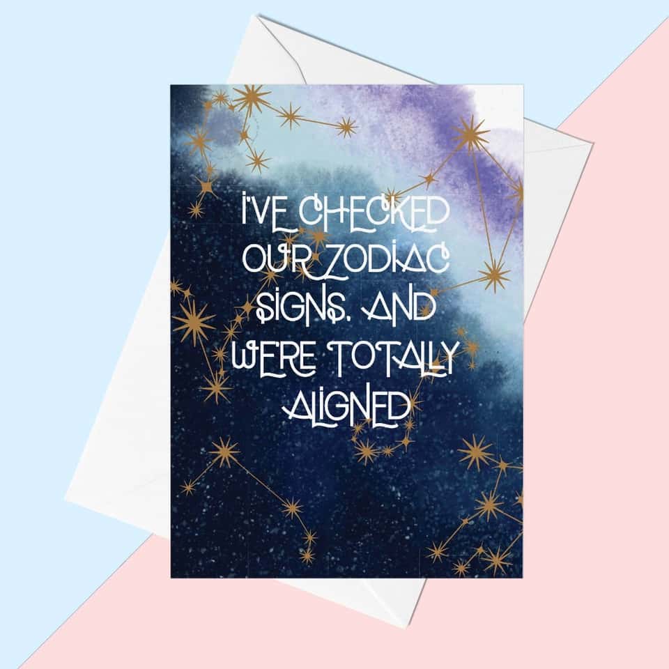 Our Zodiac Signs Align Greeting Card | Anniversary | Cosmic image