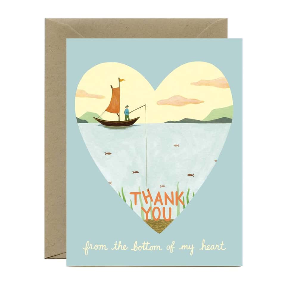 Fishing Boat Bottom of Heart Thank You Card image