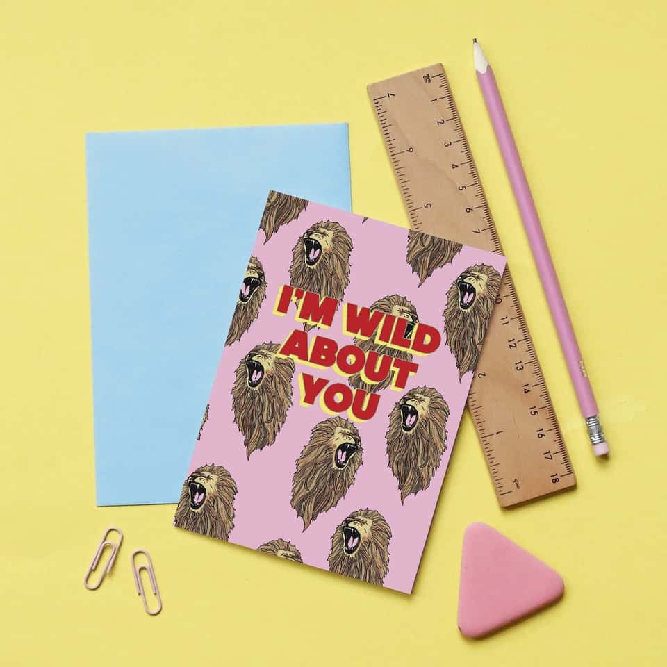 I'm Wild About You Lion Greeting Card | Valentine's Card image