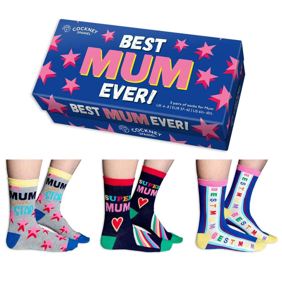 Cockney Spaniel Gift Box - Best Mum - 3 Pairs Of Socks image