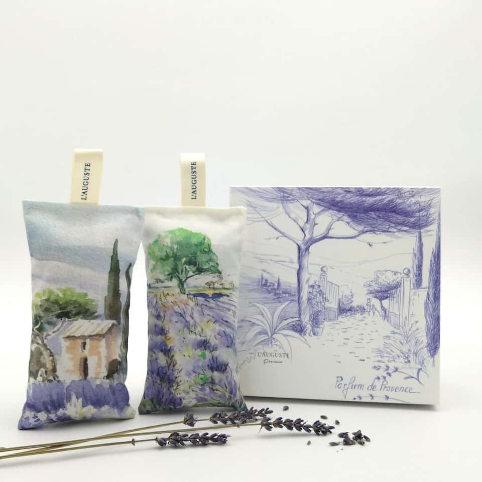 Two Organic Lavender Sachets "Lavande & Cabanon" with Box image