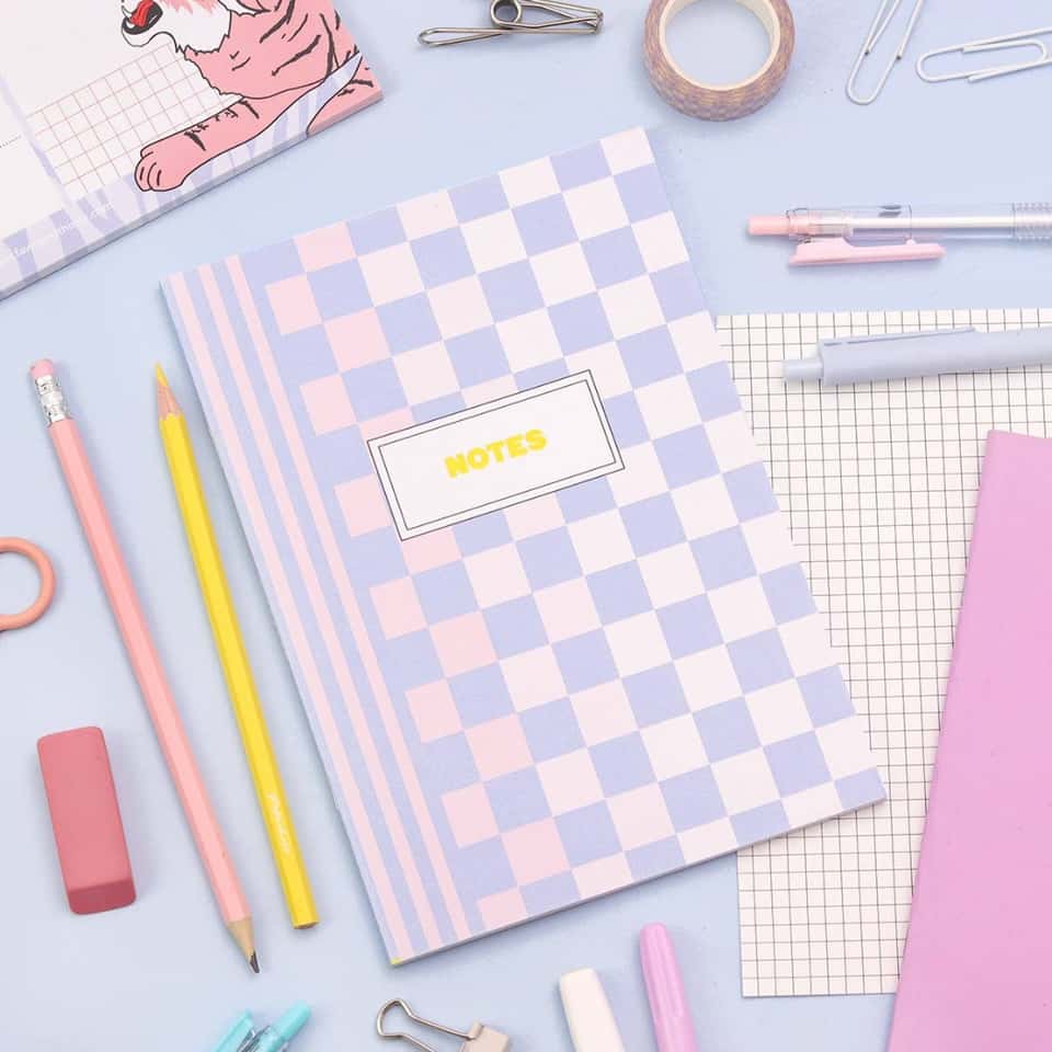 Lilac Check Bullet Grid Notebook | Eco Friendly Stationery image