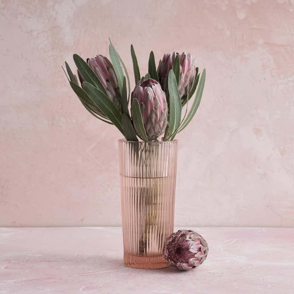 Pressed Pink Glass Column Vase image
