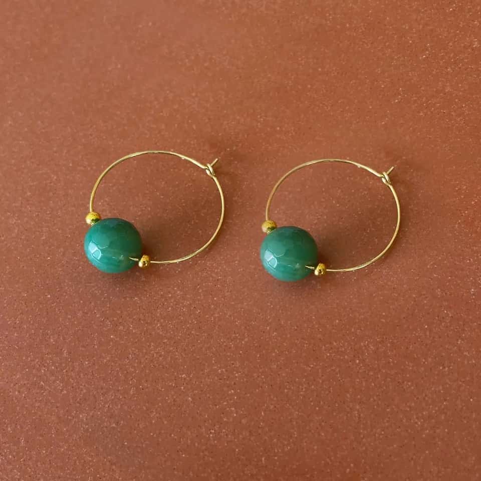 Gemstone agate hoops earring image