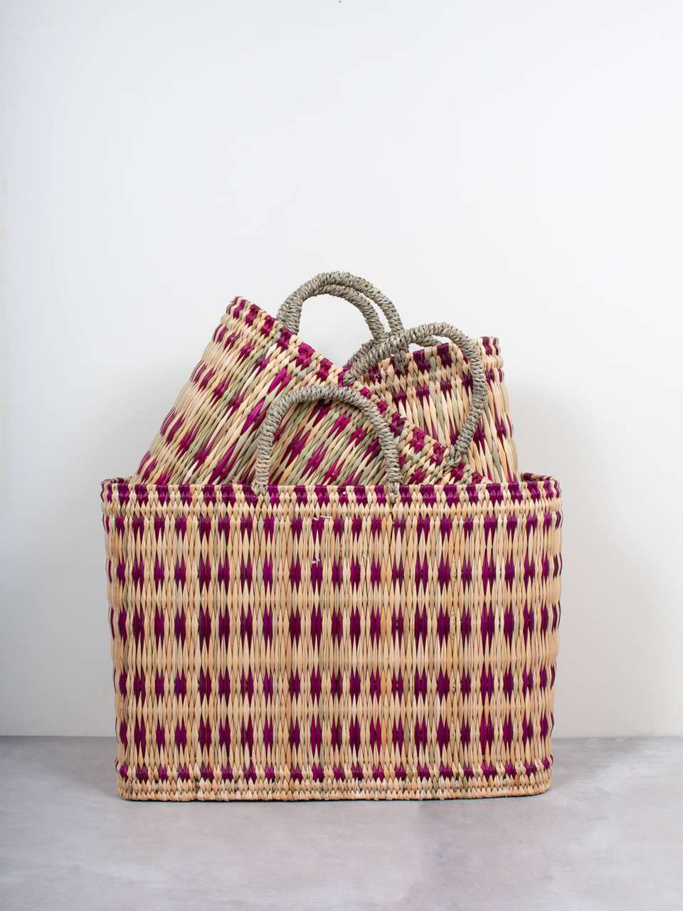 Woven Reed Basket, Violet Set of 3 image