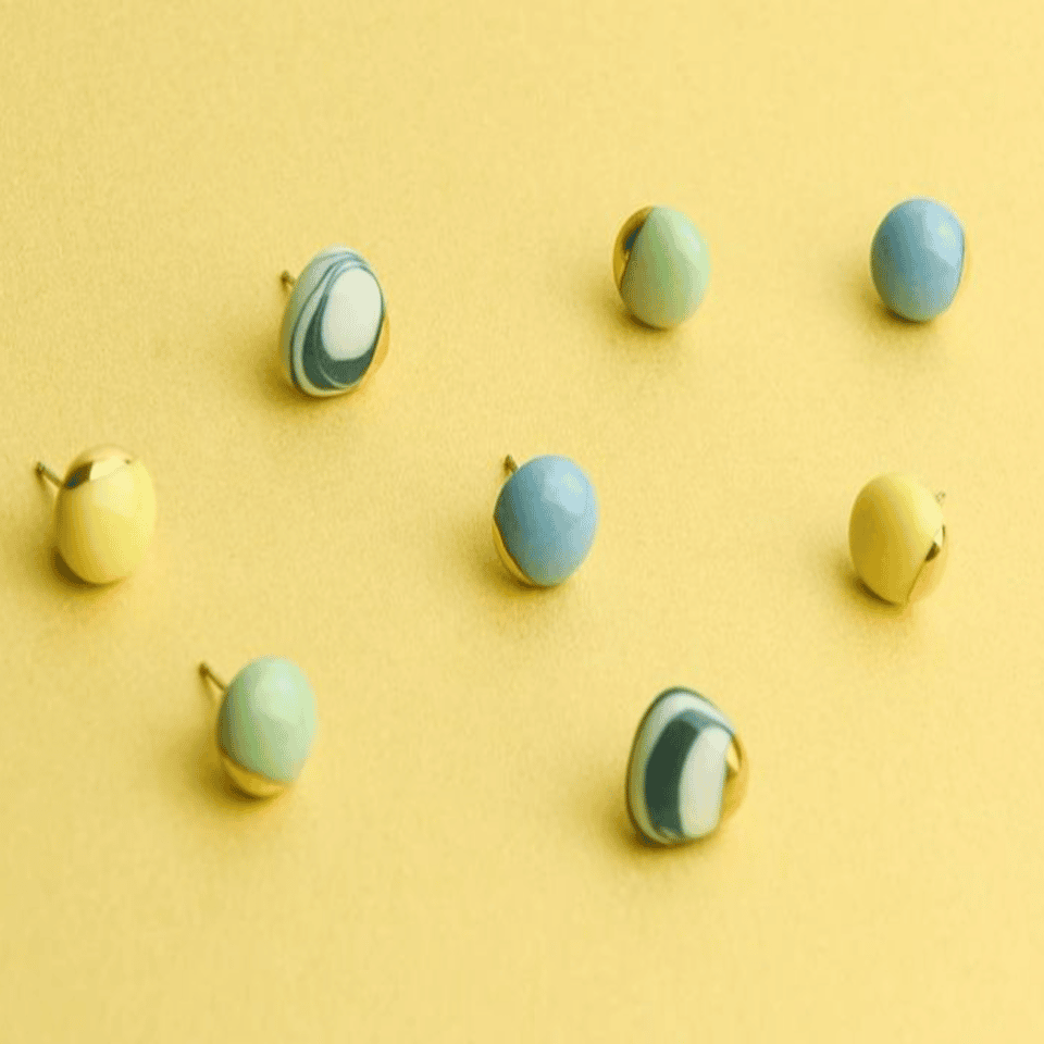 Ceramic Ball Earrings - YELLOW image