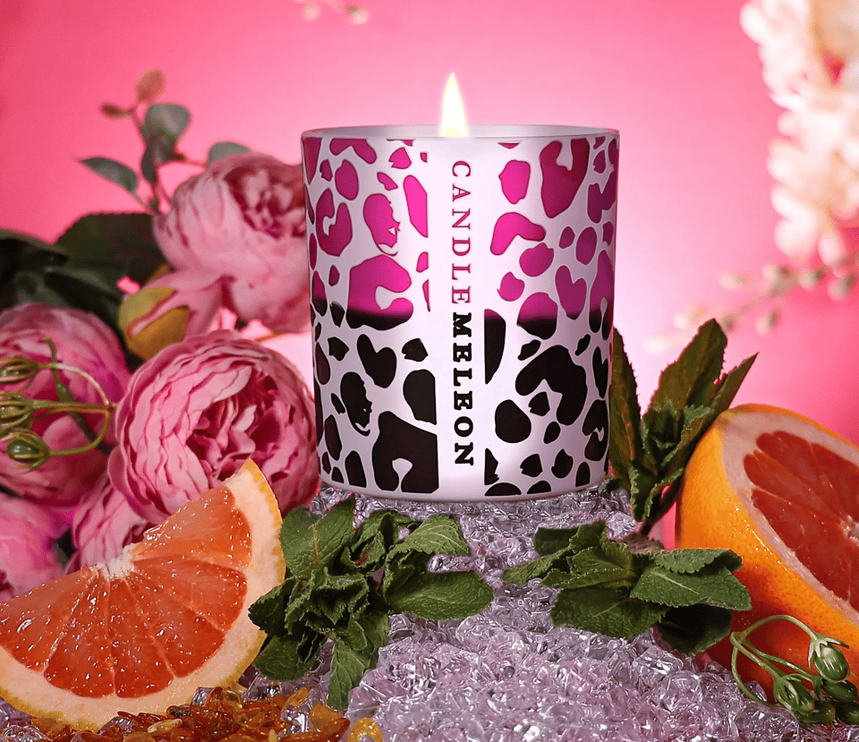 PINK LEOPARD - Colour Changing Soy Woodwick Scented Candle image
