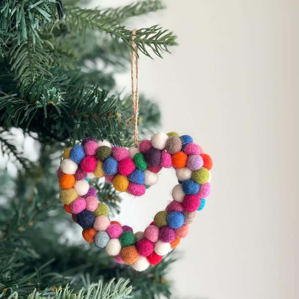 Felt Ornament - Mini Pompom Heart Wreath image