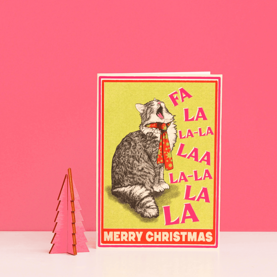 Singing Cat Merry Christmas Card | Cute Cat Xmas Card | Cat image