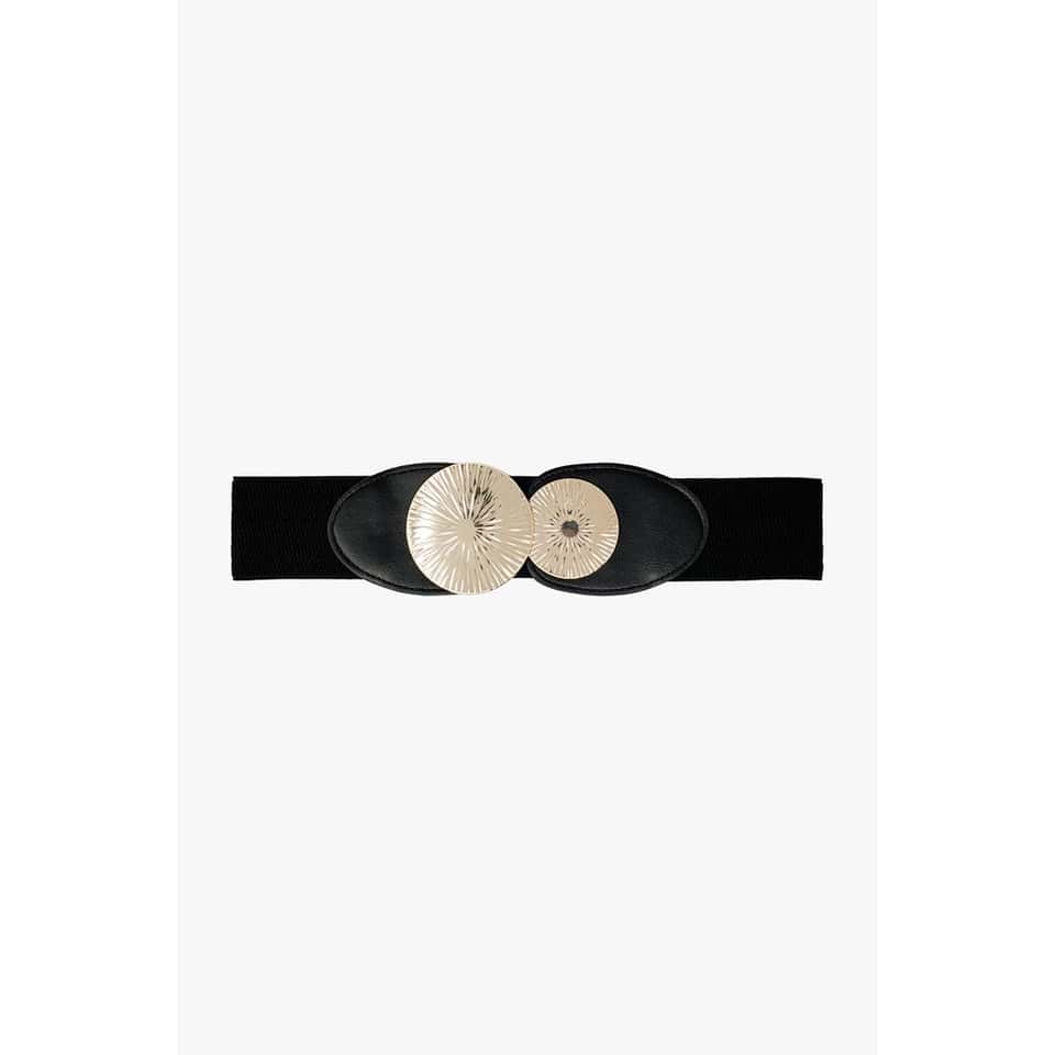 Black Elastic Belt with Double Metal Buckle image