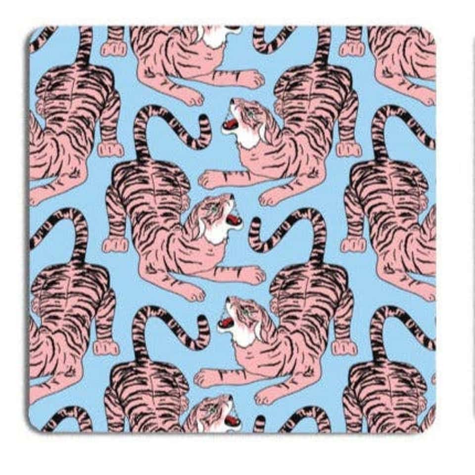 Wild Cat Tiger Pattern Coaster | Cork Coaster | Cat Pattern image