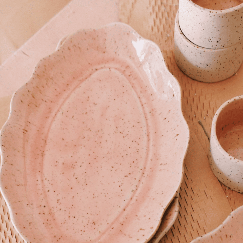 Handcrafted Pinky Stoneware Tray image