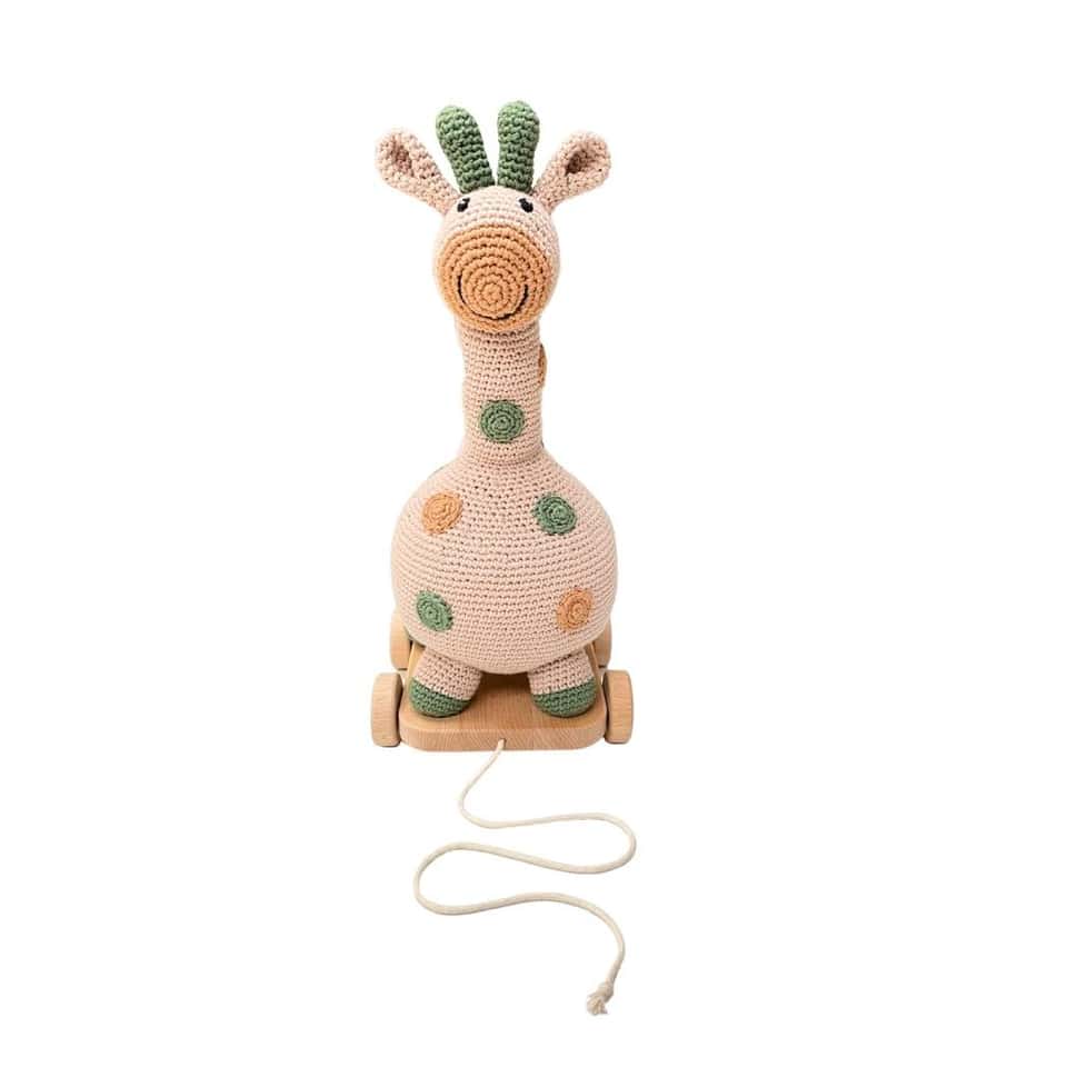 2 In 1 Pull Along Toy Giraffe Taupe image