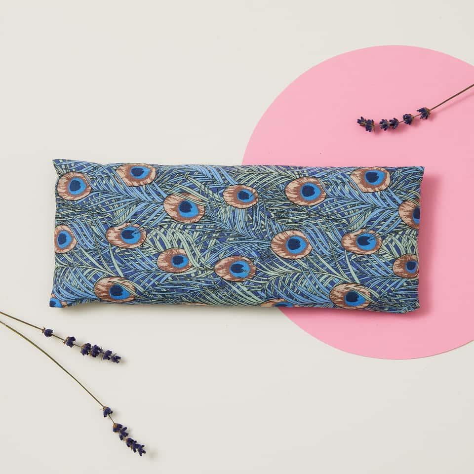 Lavender Relaxation Eye Pillow Peacock Feathers Pattern image