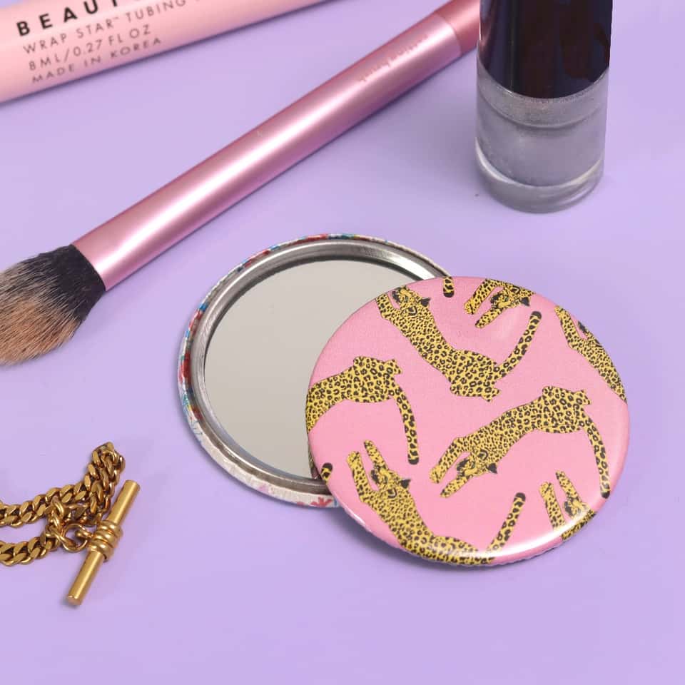 Leopard Print Pocket Mirror | Compact Mirror | Makeup Mirror image