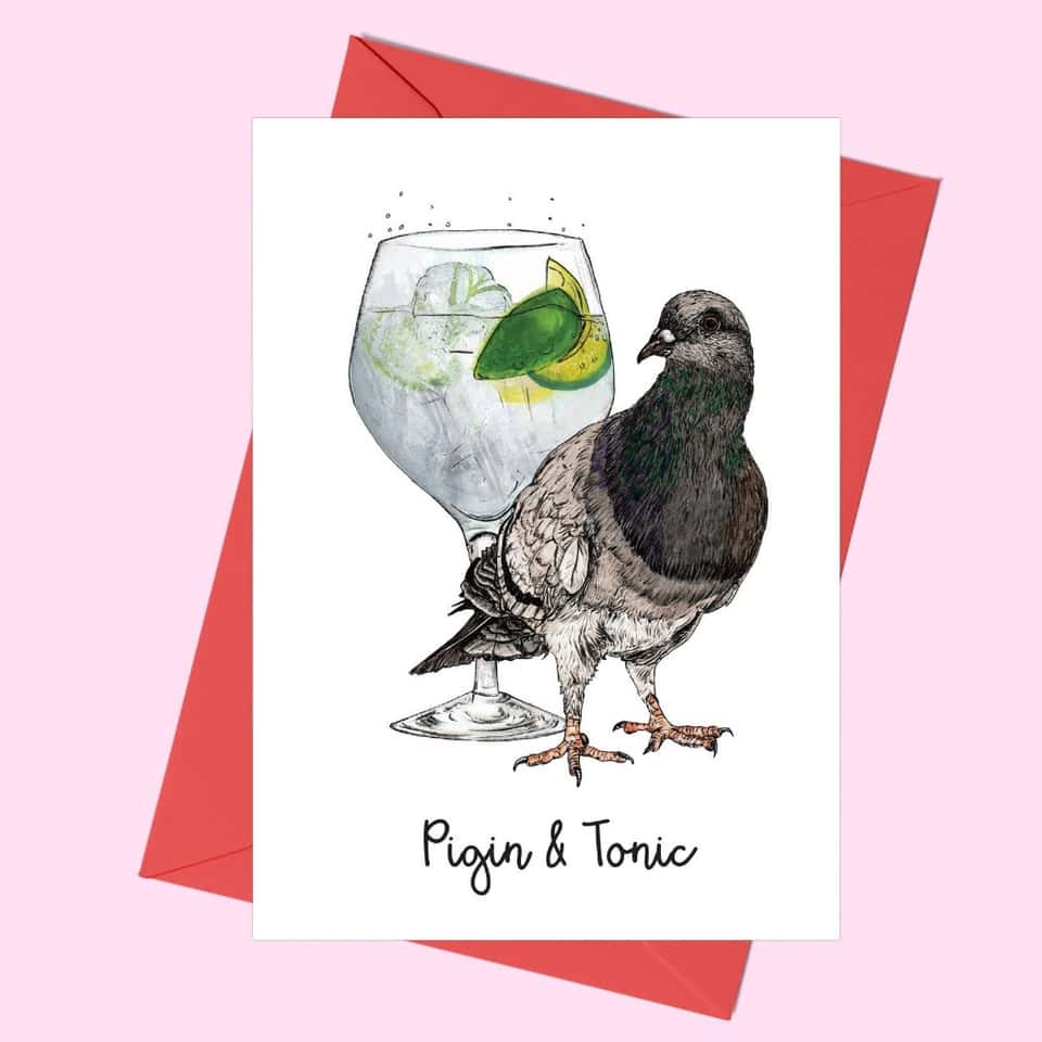 Pigin and Tonic Greeting Card | Funny Greeting Cards | Gin image