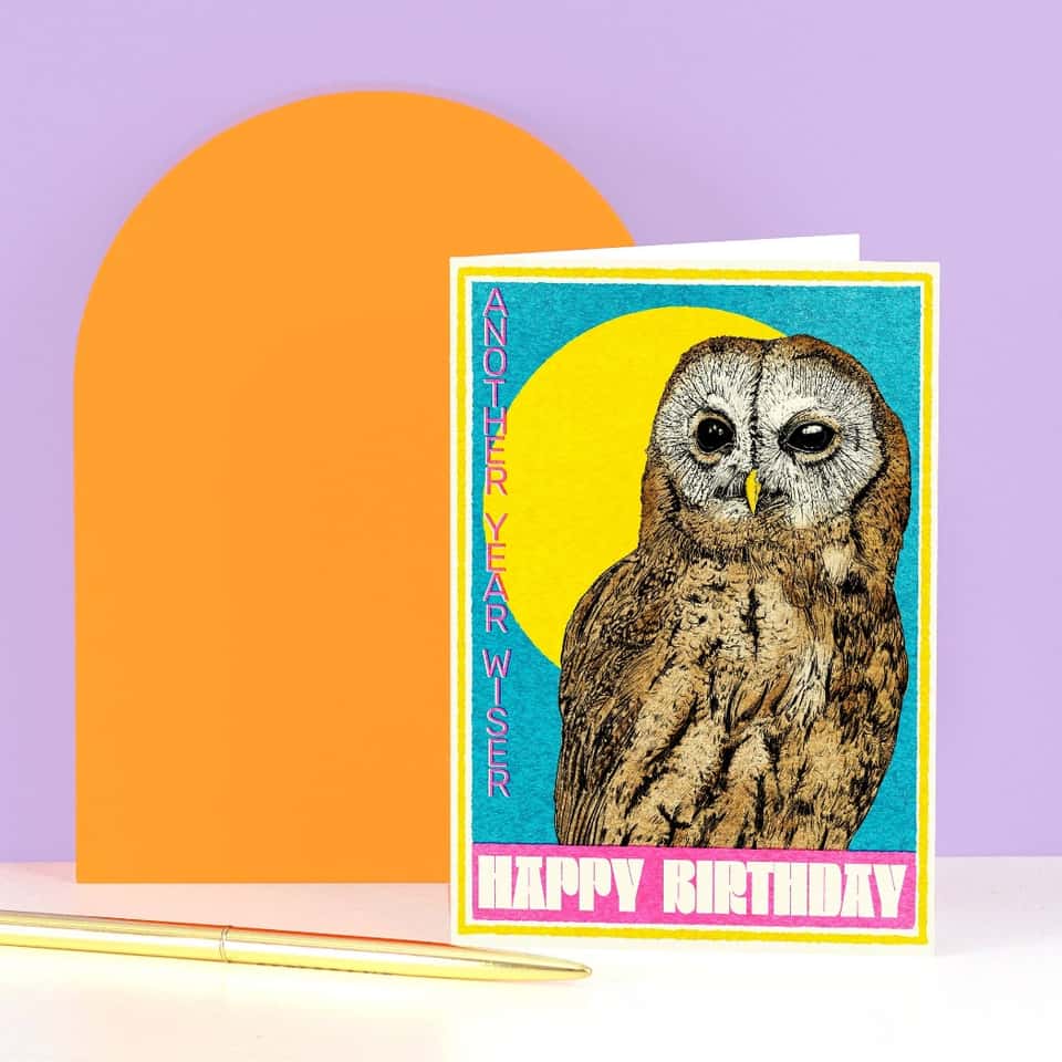 Another Year Wiser Owl Birthday Card | Unisex Birthday Card image