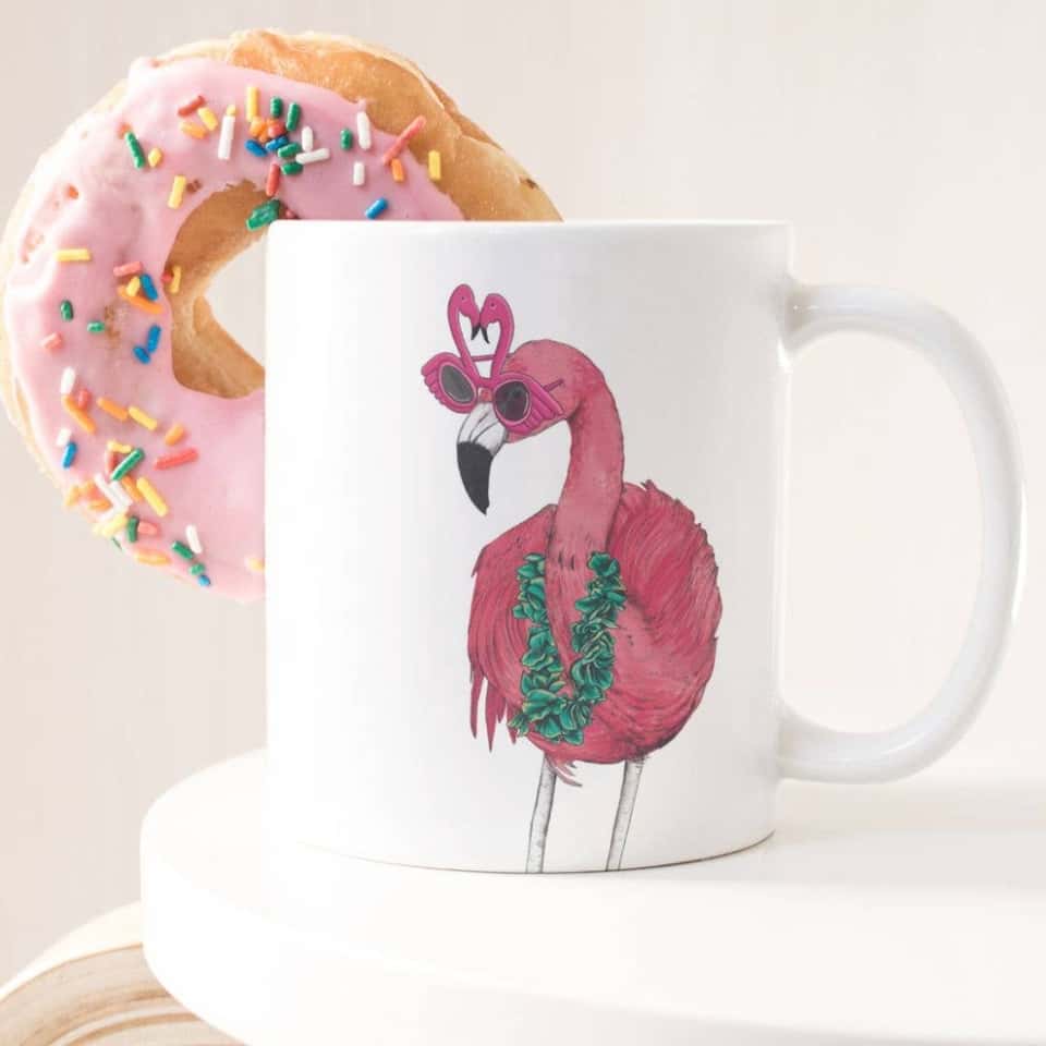Party Flamingo Mug | Bird Coffee Mug | Cute Ceramic Mug image