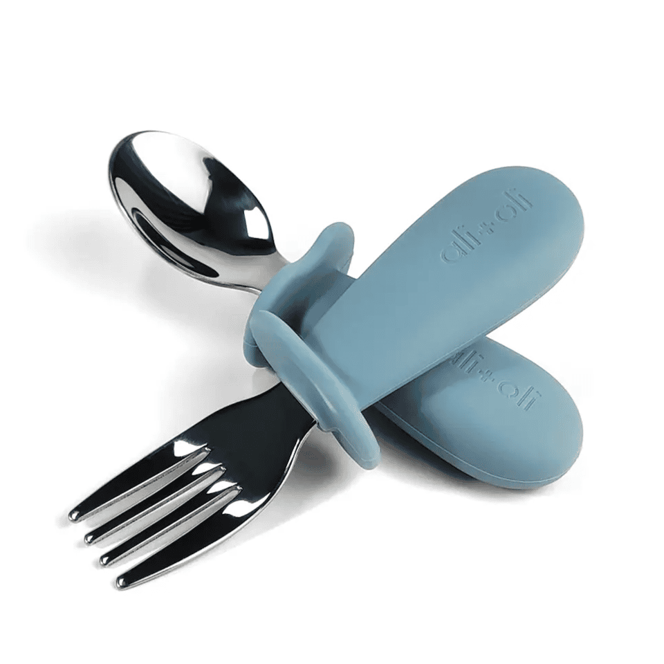 Ali+Oli Spoon & Fork Learning Set for Toddlers (Blue) 6m+ image