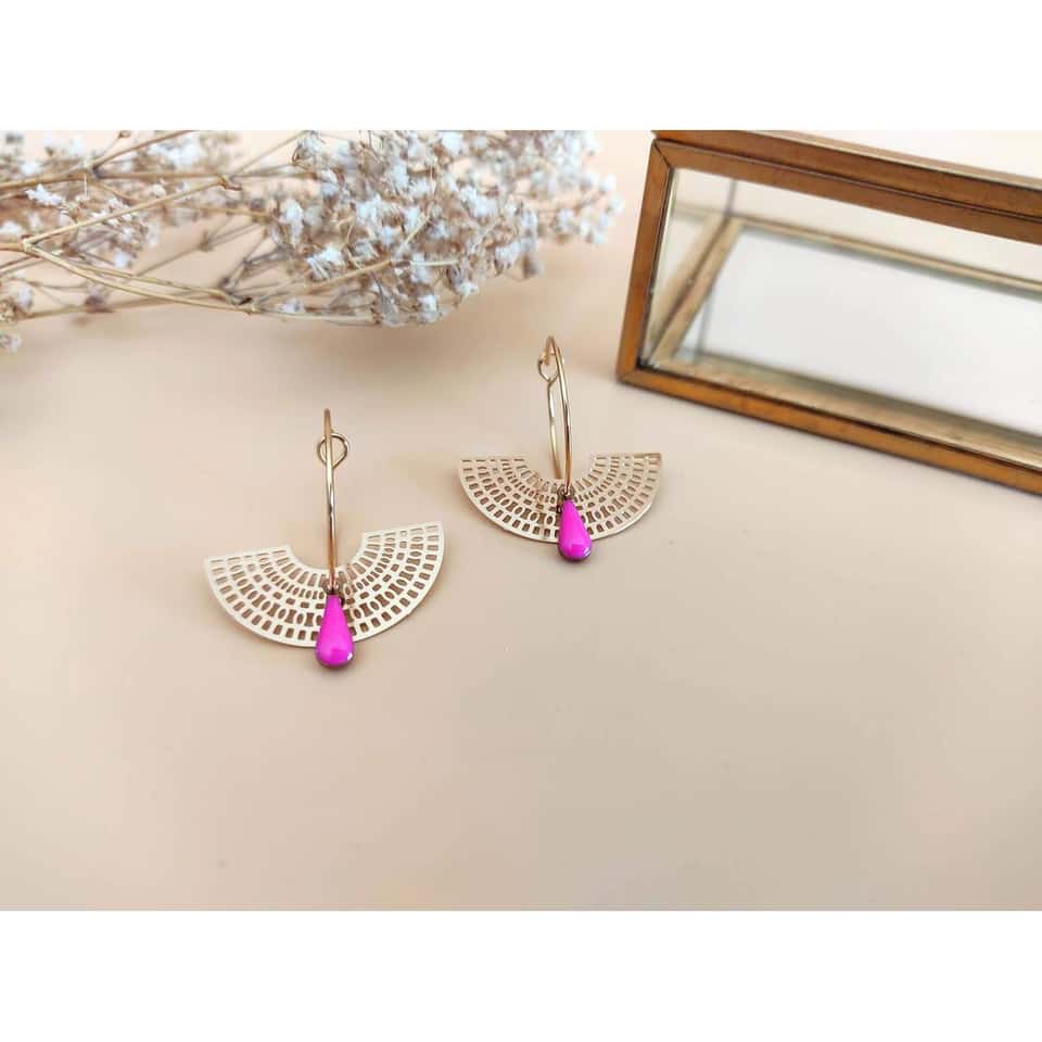 The Lunar Earrings in Fuchsia Pink image