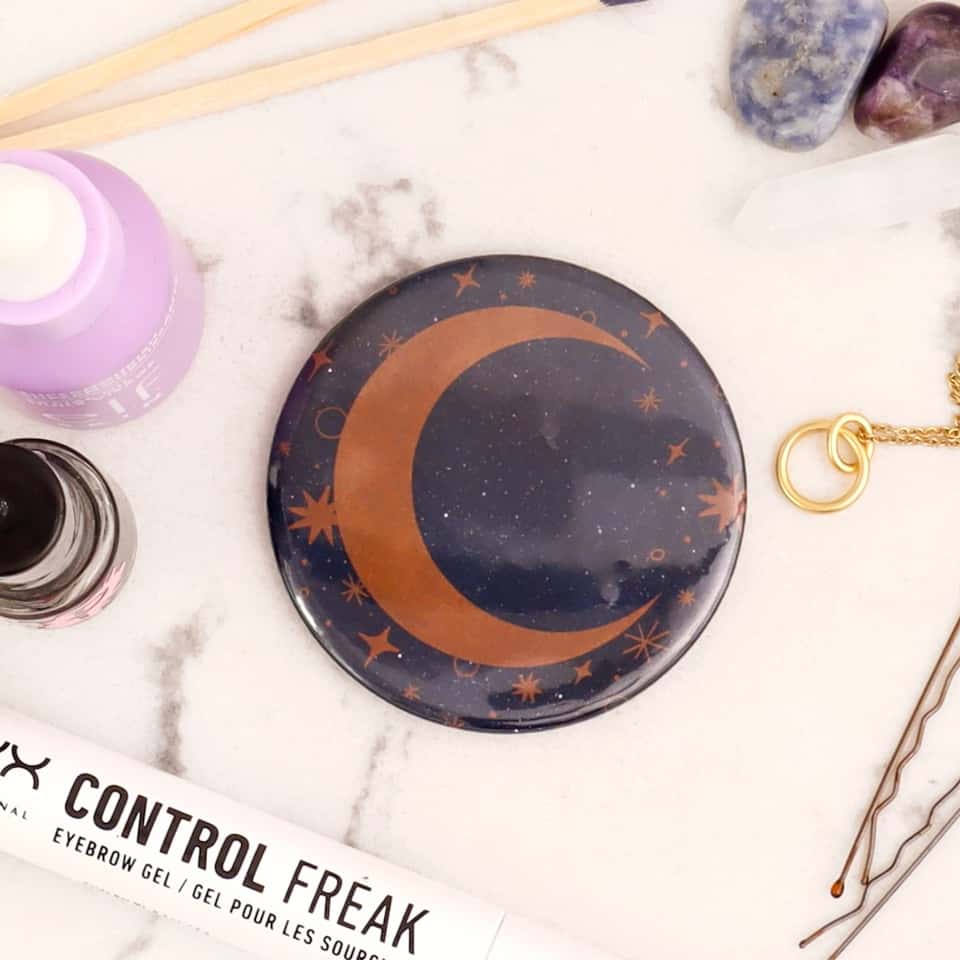 Celestial Moon Pocket Mirror | Compact | Makeup Mirror image