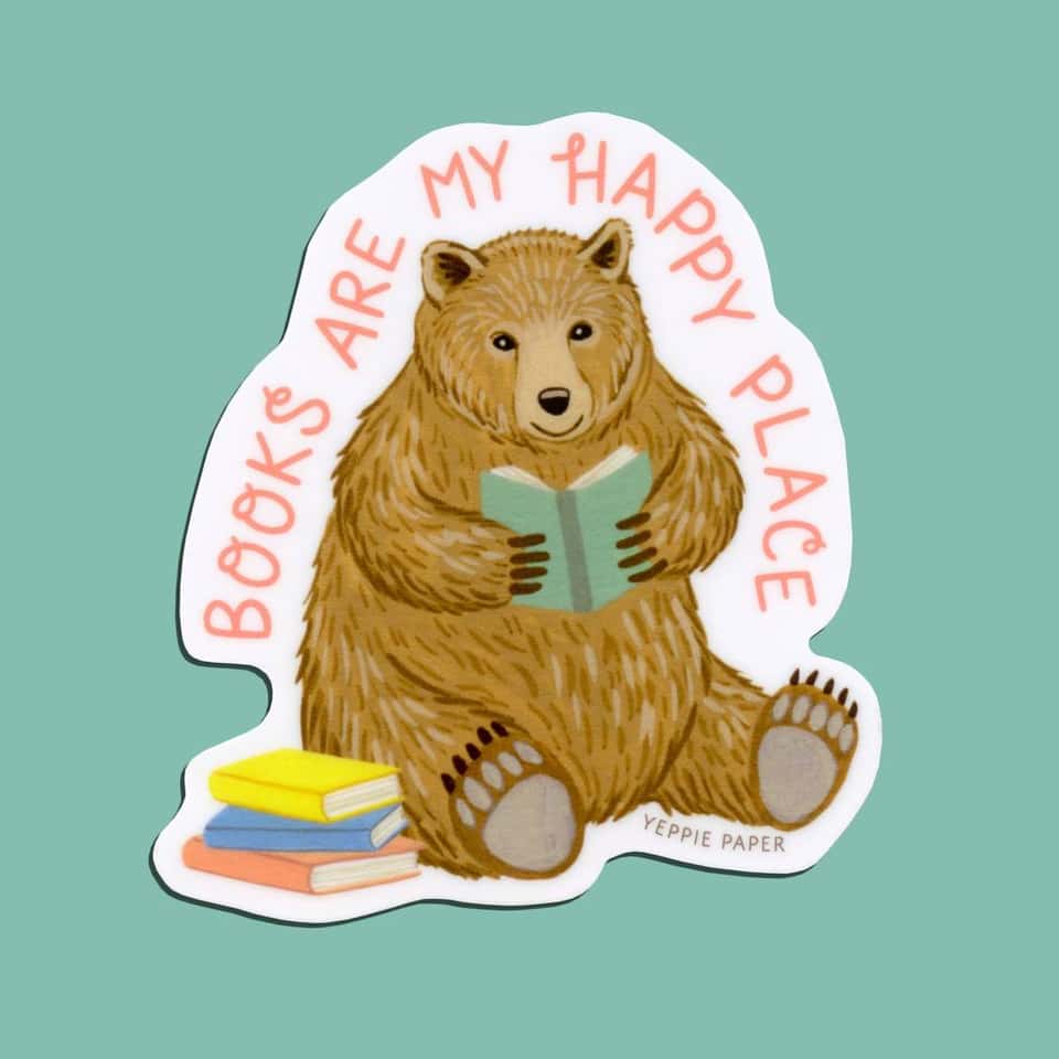 Books Are My Happy Place Bear Sticker image