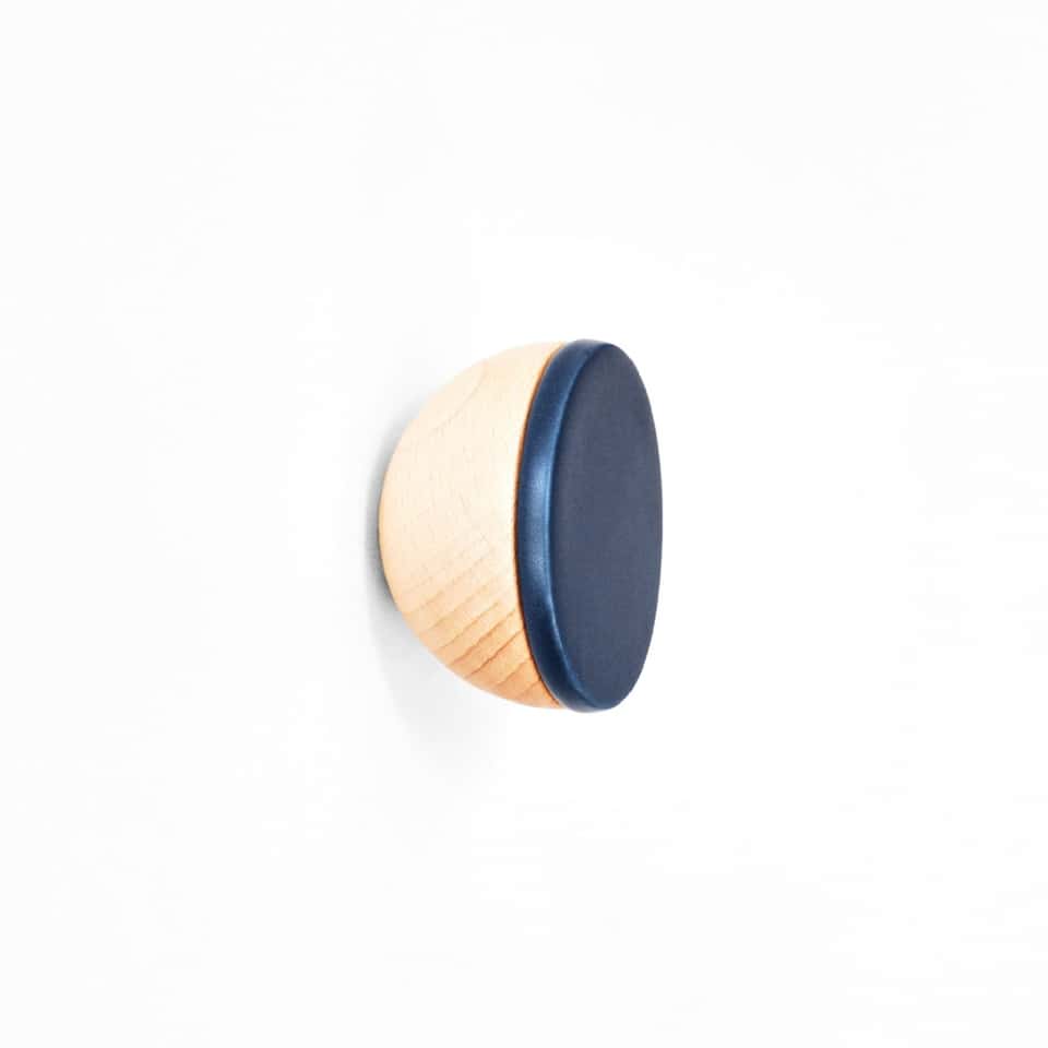 Round Wood & Ceramic Hook / Knob - Dark Blue 圖片