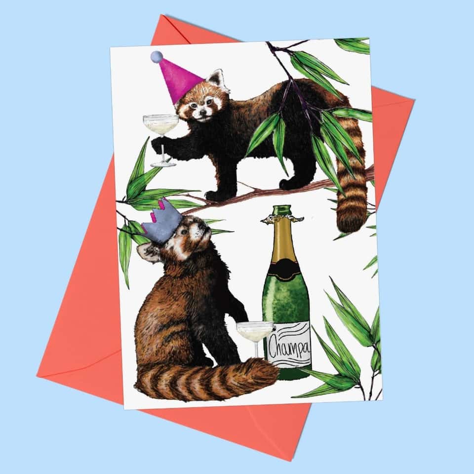 Party Red Pandas Greeting Card image