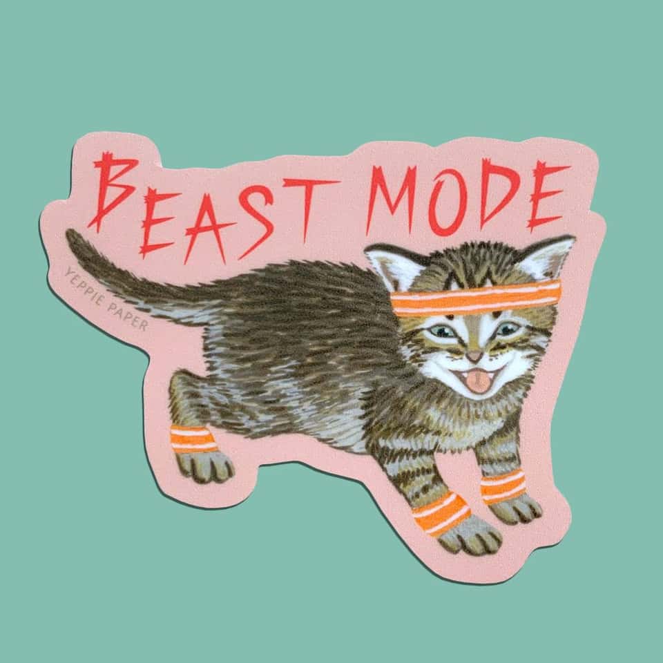 Beast Mode Kitten Sticker image