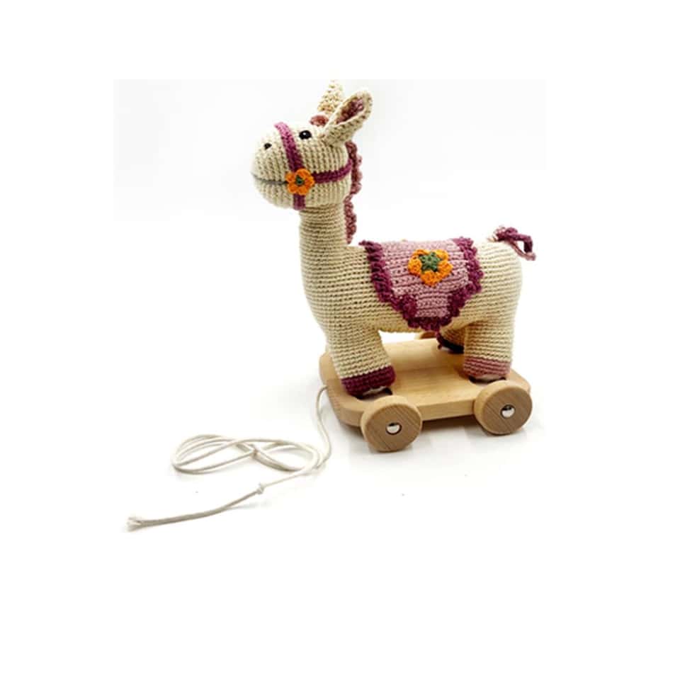 2 In 1 Pull Along Toy Horse Cream image