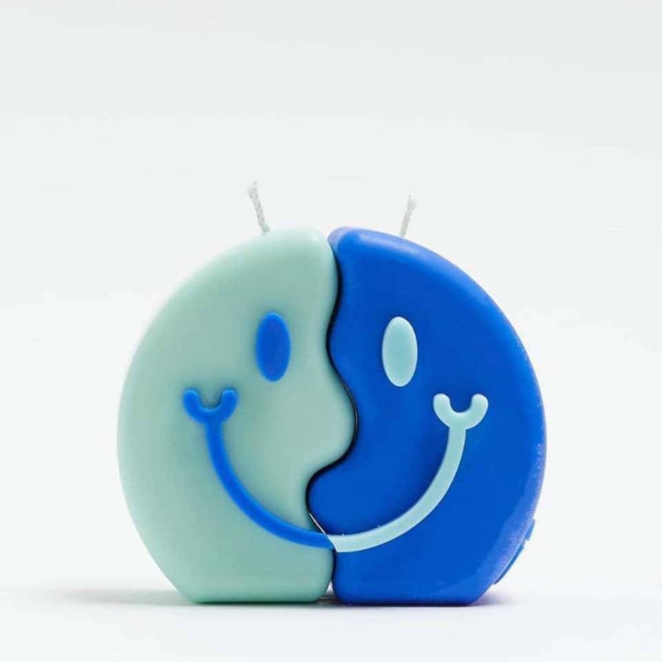 "GEMINI" Happy Face Candle - Blue image