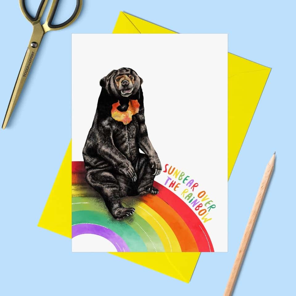 Sunbear Over the Rainbow Greeting Card image