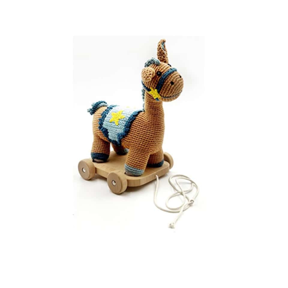 2 In 1 Pull Along Toy Horse Brown Sugar image